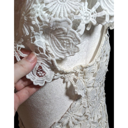 Lulus Romance Language White Floral Lace Backless Dress