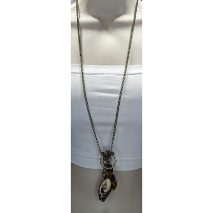 Retro Bohemian Pendant Necklace With Faux Gemstone Charms