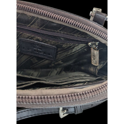 Le Belle Vintage Italian Crossbody Monogram Handbag Brown & Black Adjustable Strap