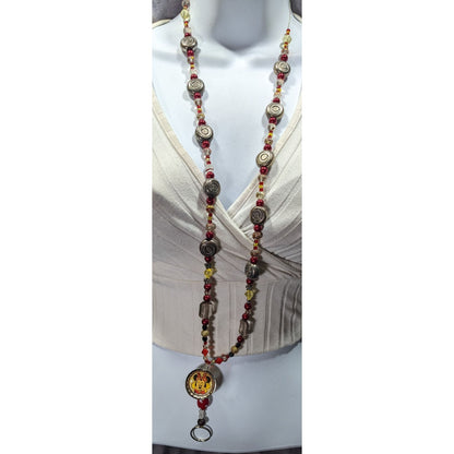 Upcycled Minnie Mouse Beaded Keychain Lanyard