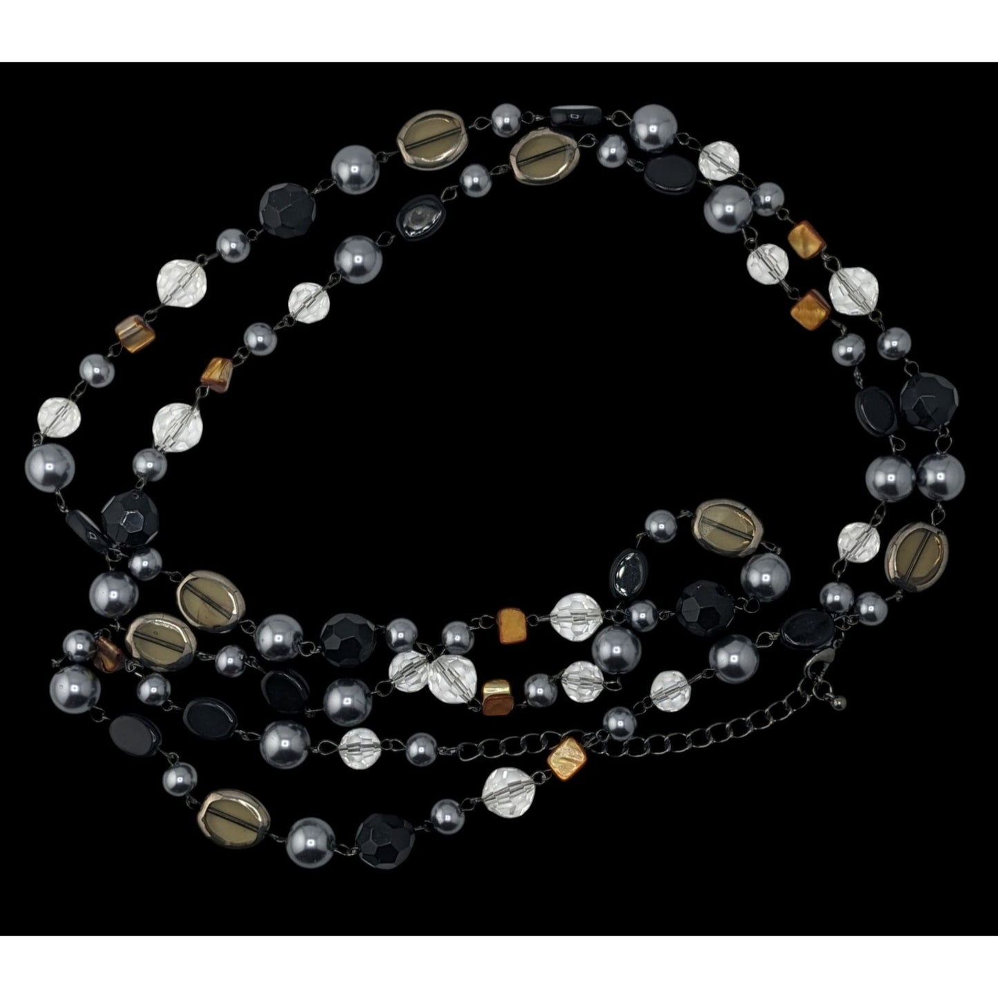 Premier Designs Vintae Beaded Multi-Stone Necklace With Glass Shell And Faux Pearls