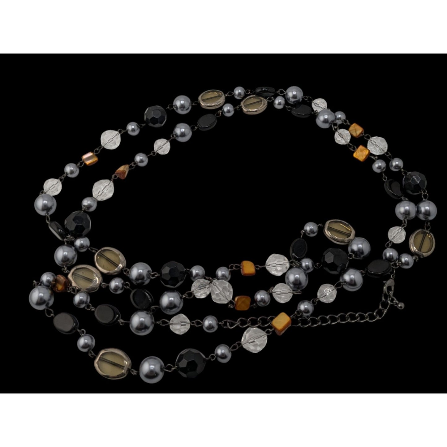 Premier Designs Vintae Beaded Multi-Stone Necklace With Glass Shell And Faux Pearls