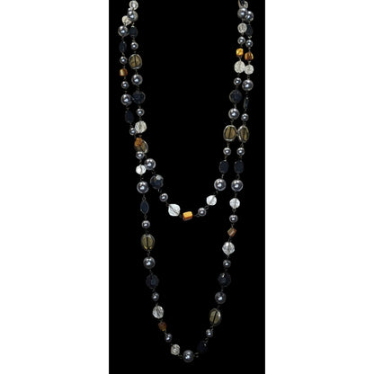 Premier Designs Vintae Beaded Multi-Stone Necklace With Glass Shell And Faux Pearls