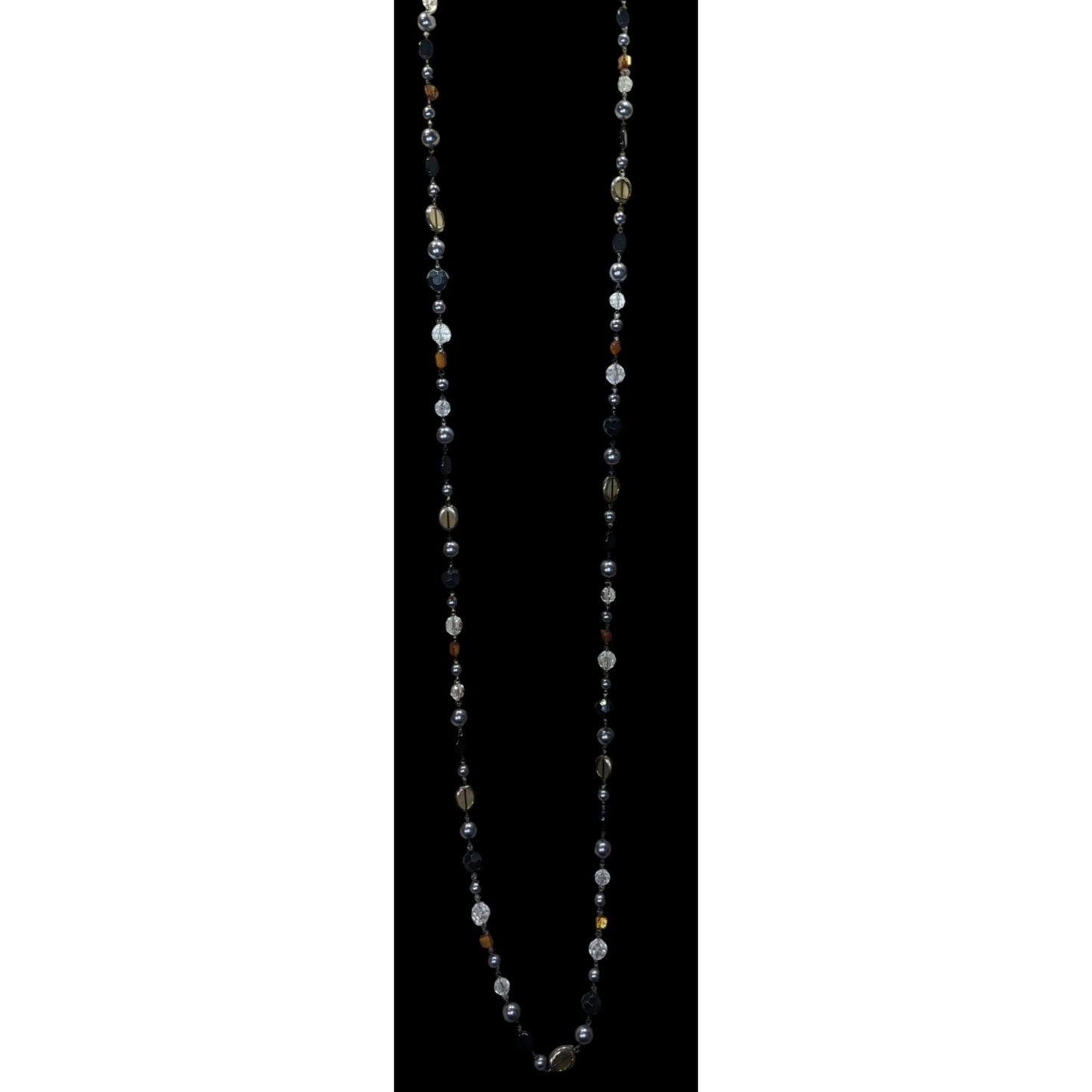 Premier Designs Vintae Beaded Multi-Stone Necklace With Glass Shell And Faux Pearls