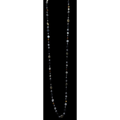Premier Designs Vintae Beaded Multi-Stone Necklace With Glass Shell And Faux Pearls