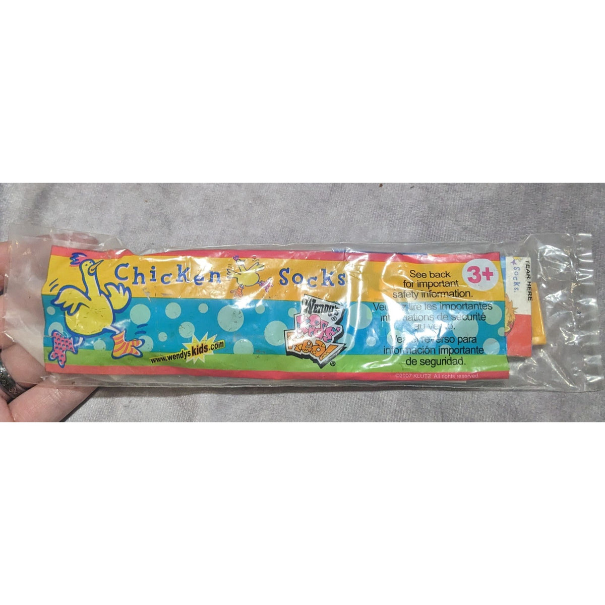 Y2K Kidcore Novelty Wendy’s Chicken Socks 2007 Kids Meal Toy NIP
