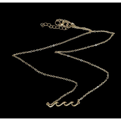 Minimalist Beachy Gold Tone Wave Pendant Necklace