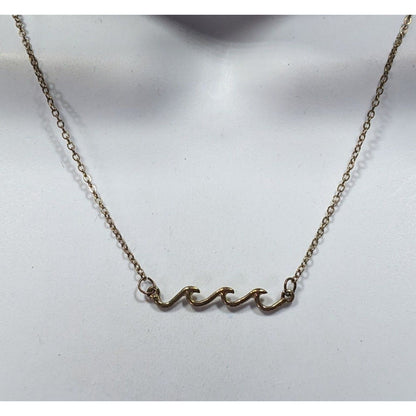 Minimalist Beachy Gold Tone Wave Pendant Necklace
