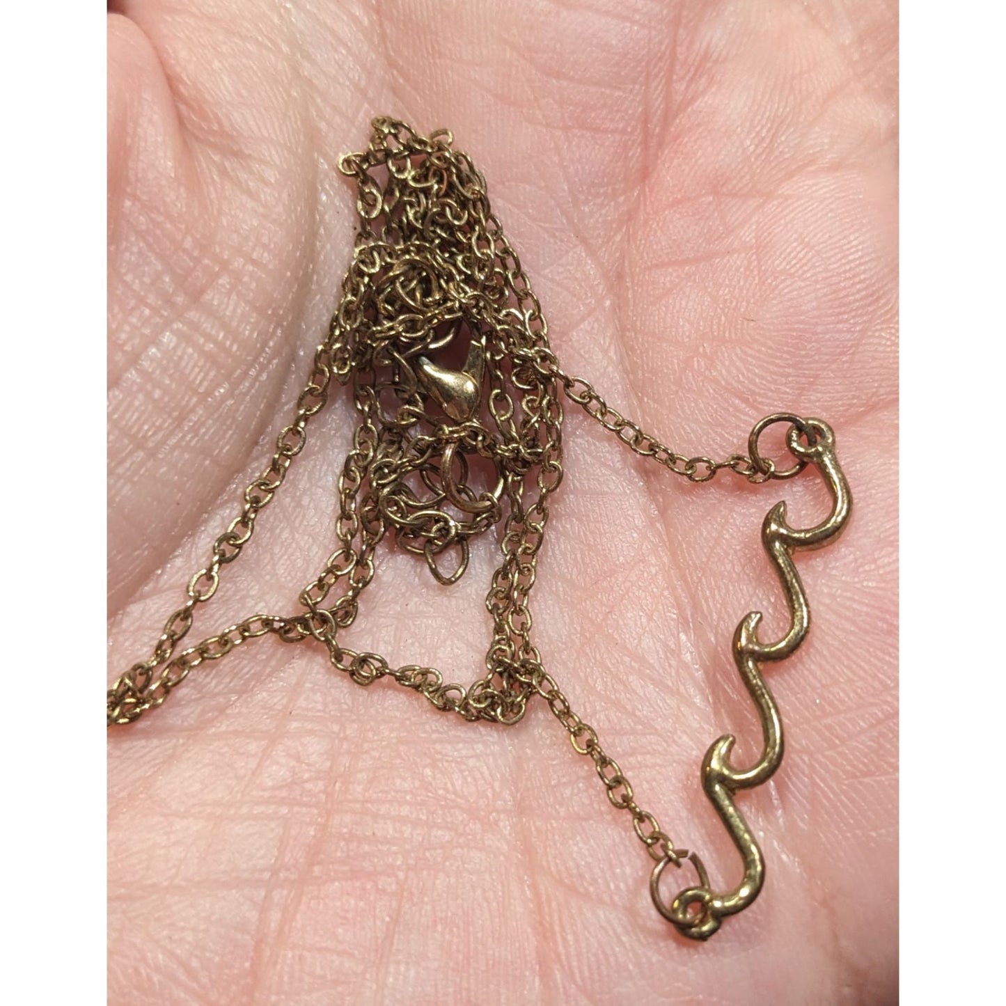 Minimalist Beachy Gold Tone Wave Pendant Necklace
