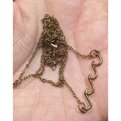 Minimalist Beachy Gold Tone Wave Pendant Necklace