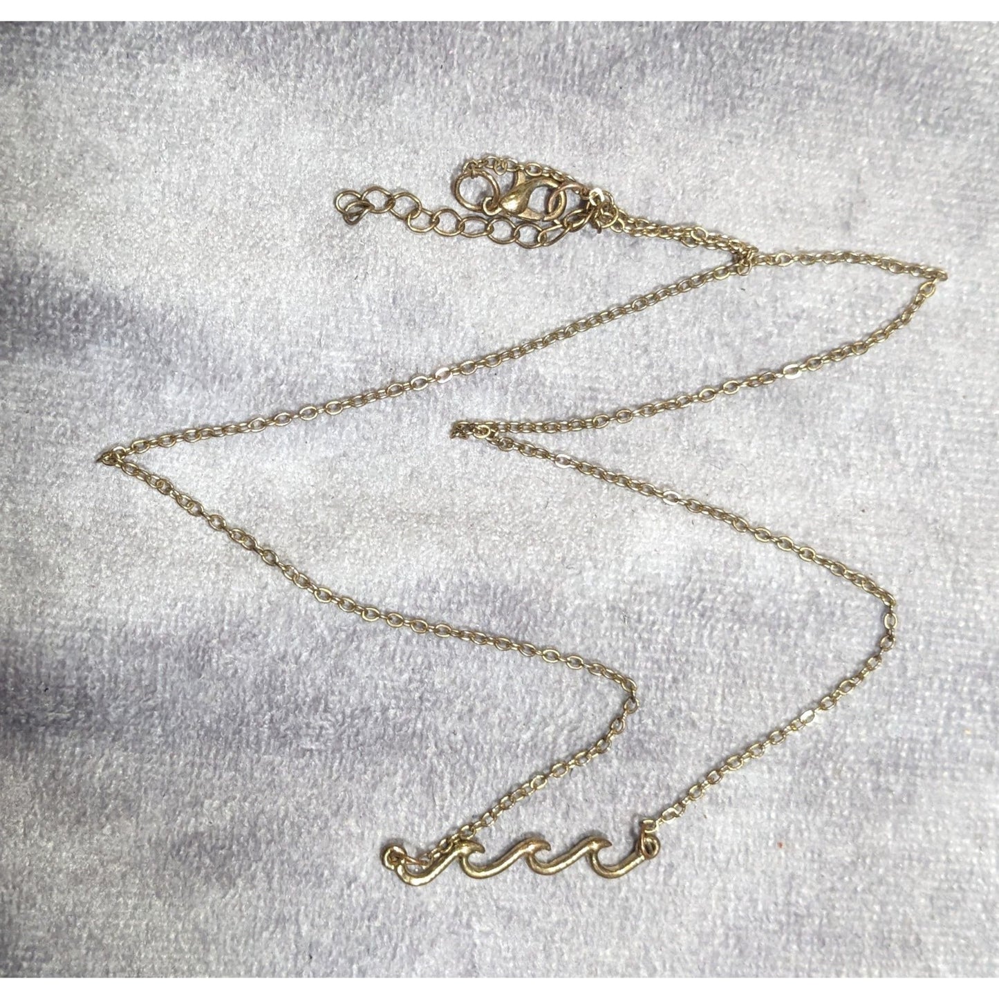Minimalist Beachy Gold Tone Wave Pendant Necklace
