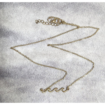 Minimalist Beachy Gold Tone Wave Pendant Necklace