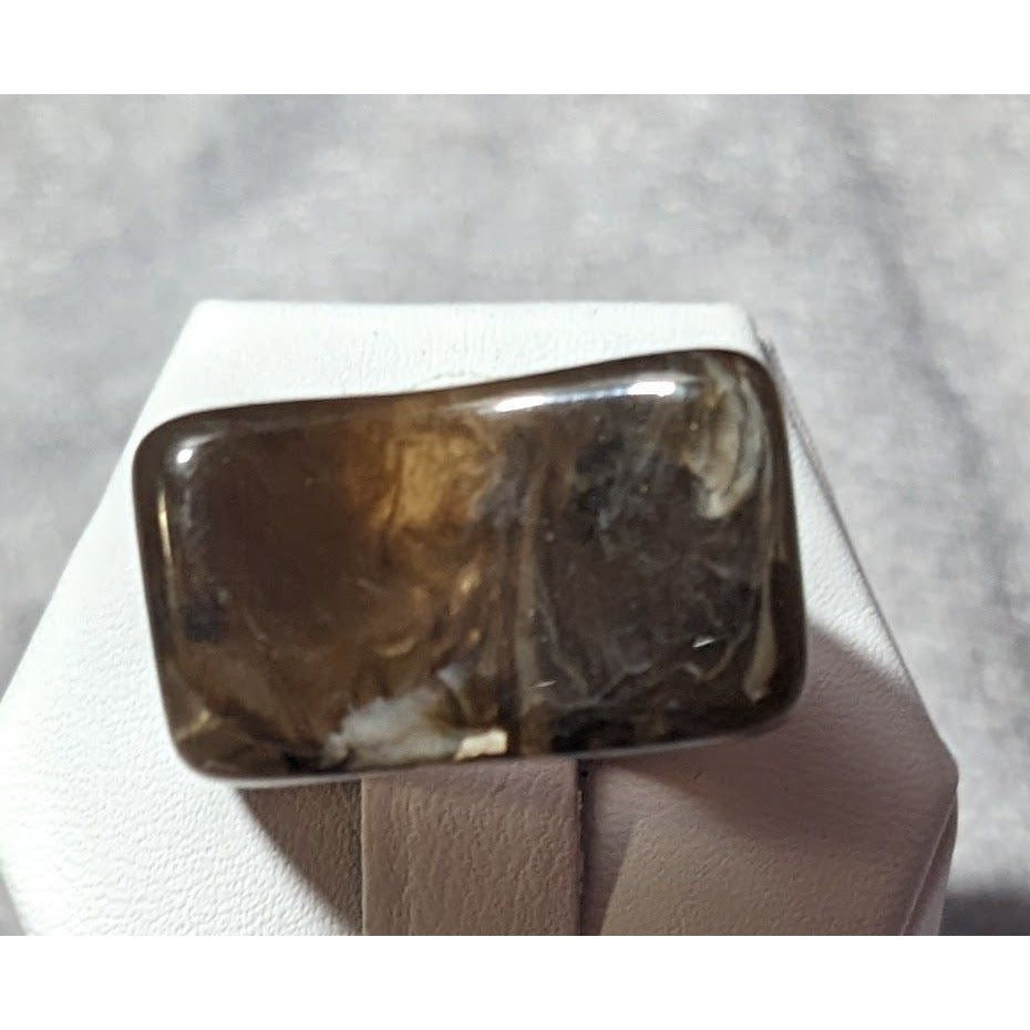 Dark Brown Mottled Abstract Chunky Fashion Ring Size 7