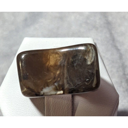 Dark Brown Mottled Abstract Chunky Fashion Ring Size 7