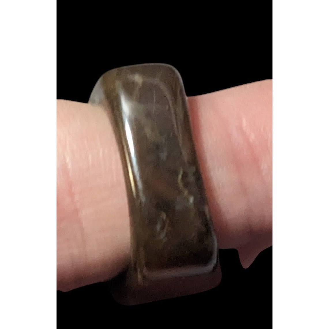 Dark Brown Mottled Abstract Chunky Fashion Ring Size 7