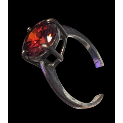 Gothic Vampire Blood Vibrant Red Gemmed Silver Tone Ring Size 9 3/4