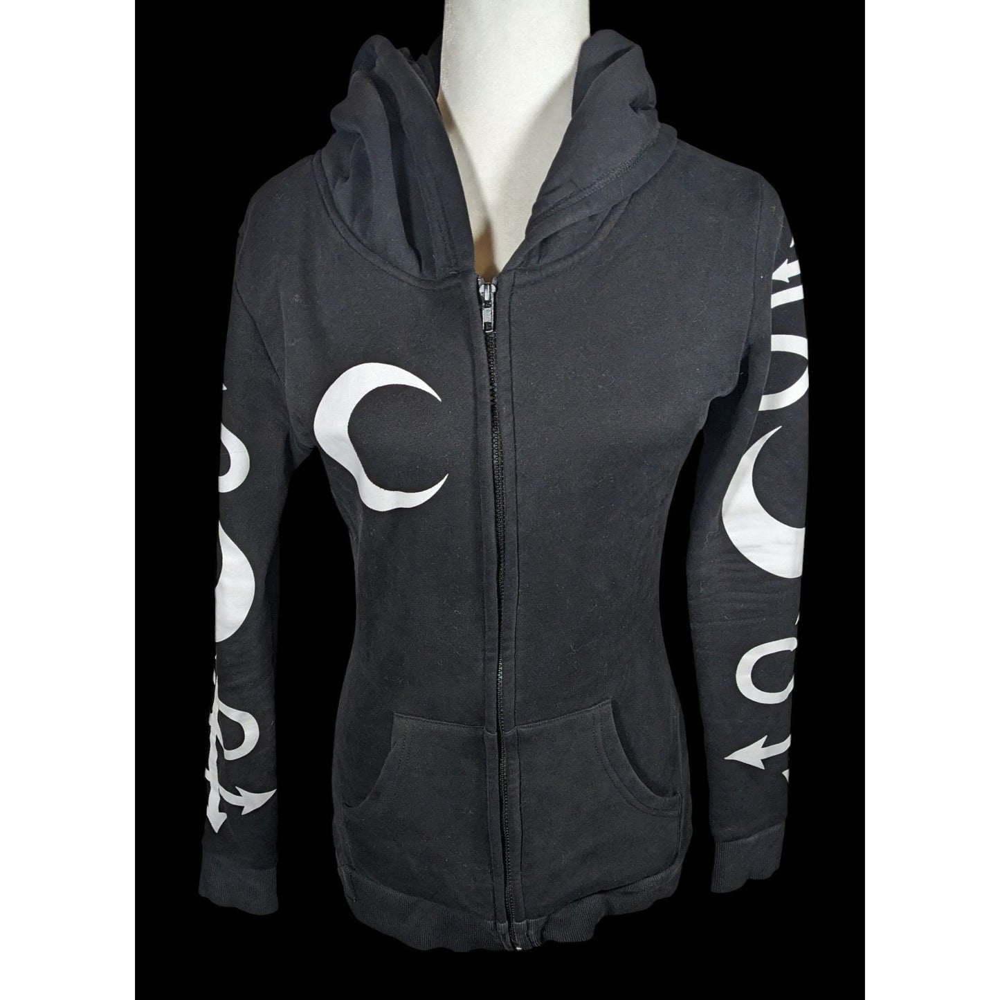 Restyle Gothic Witch Occult Symbol Black Zip Hoodie