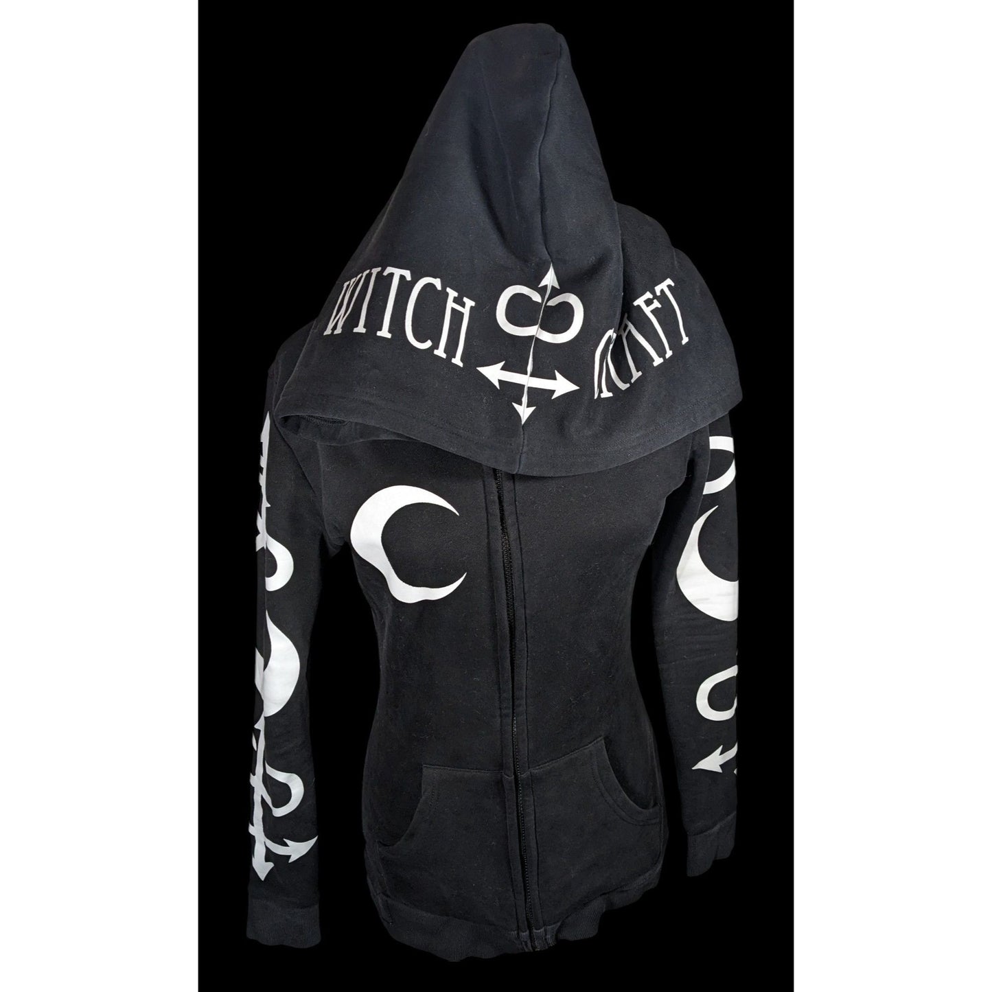Restyle Gothic Witch Occult Symbol Black Zip Hoodie