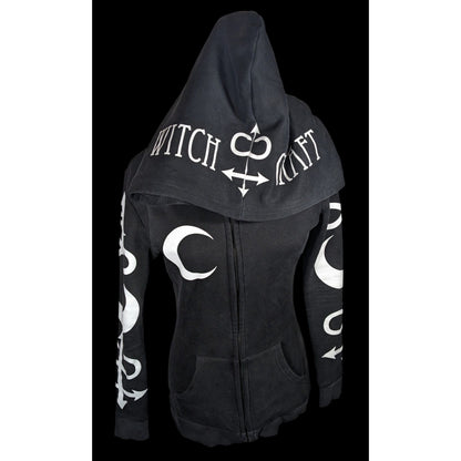 Restyle Gothic Witch Occult Symbol Black Zip Hoodie