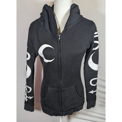 Restyle Gothic Witch Occult Symbol Black Zip Hoodie