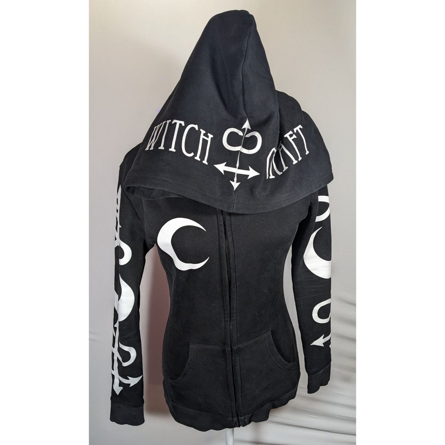 Restyle Gothic Witch Occult Symbol Black Zip Hoodie