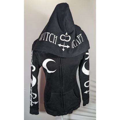 Restyle Gothic Witch Occult Symbol Black Zip Hoodie