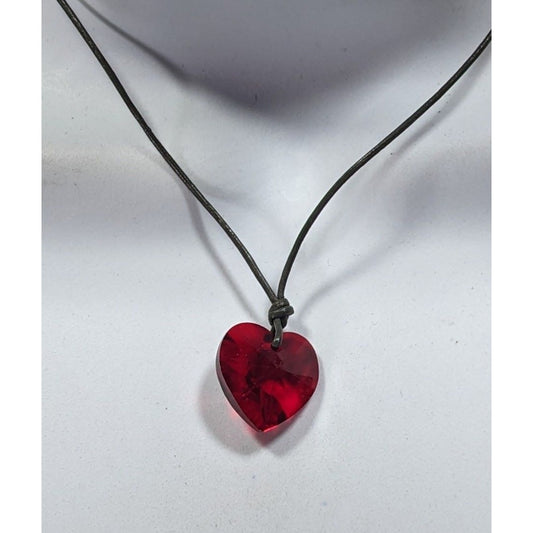 Casual Coquette Tie On Red Heart Pendant Necklace