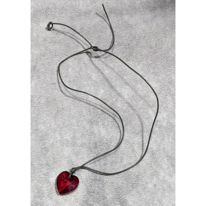 Casual Coquette Tie On Red Heart Pendant Necklace