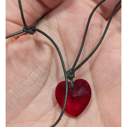 Casual Coquette Tie On Red Heart Pendant Necklace