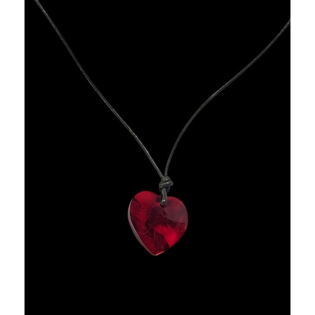 Casual Coquette Tie On Red Heart Pendant Necklace