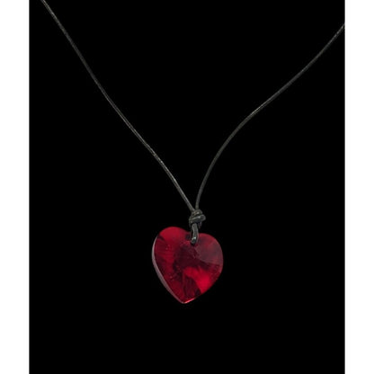 Casual Coquette Tie On Red Heart Pendant Necklace