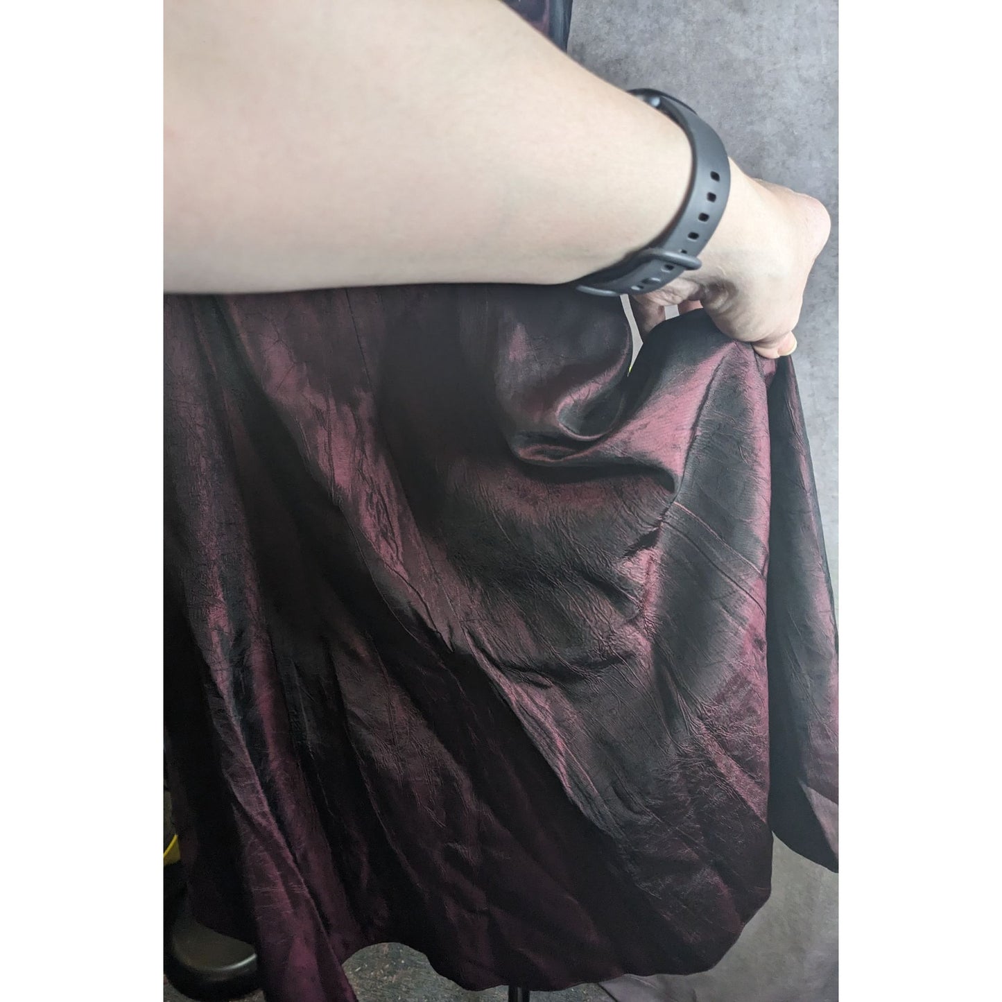 Cranberry Raw Silk Formal Dress With Embroidered Floral Accents