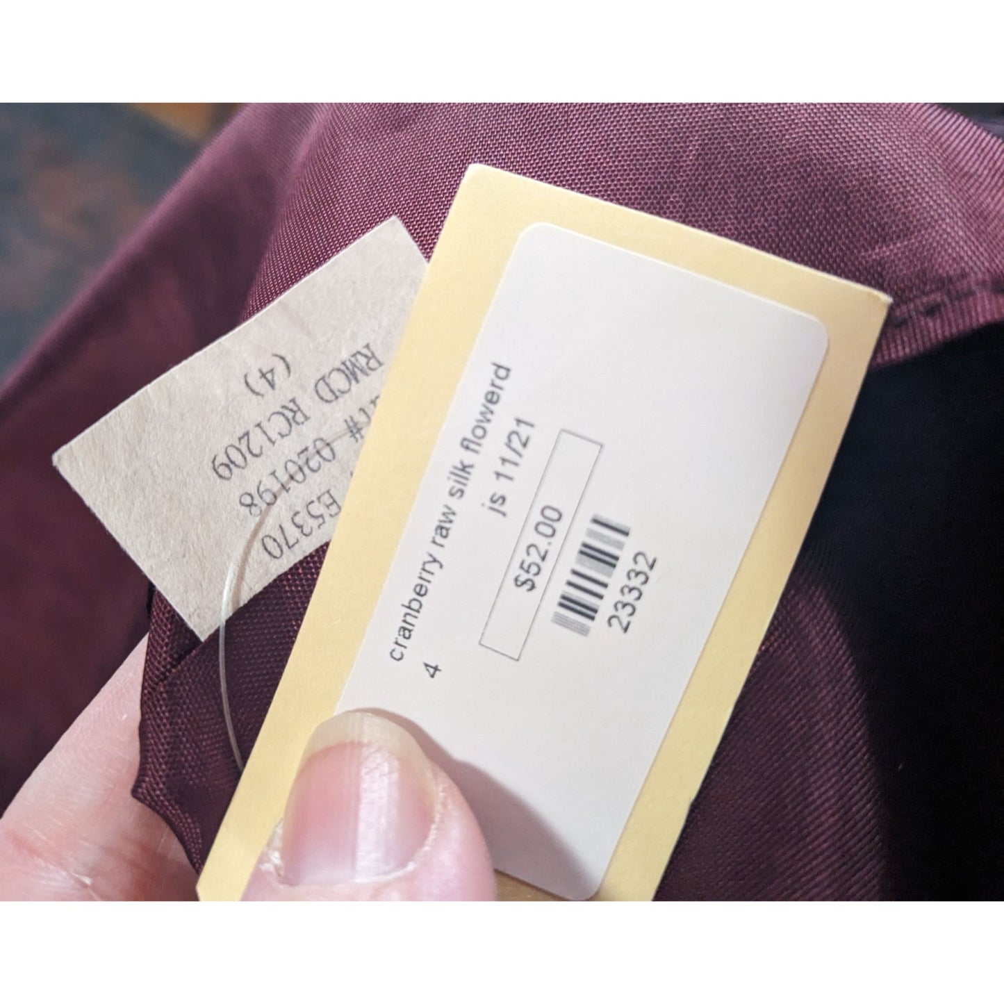 Cranberry Raw Silk Formal Dress With Embroidered Floral Accents