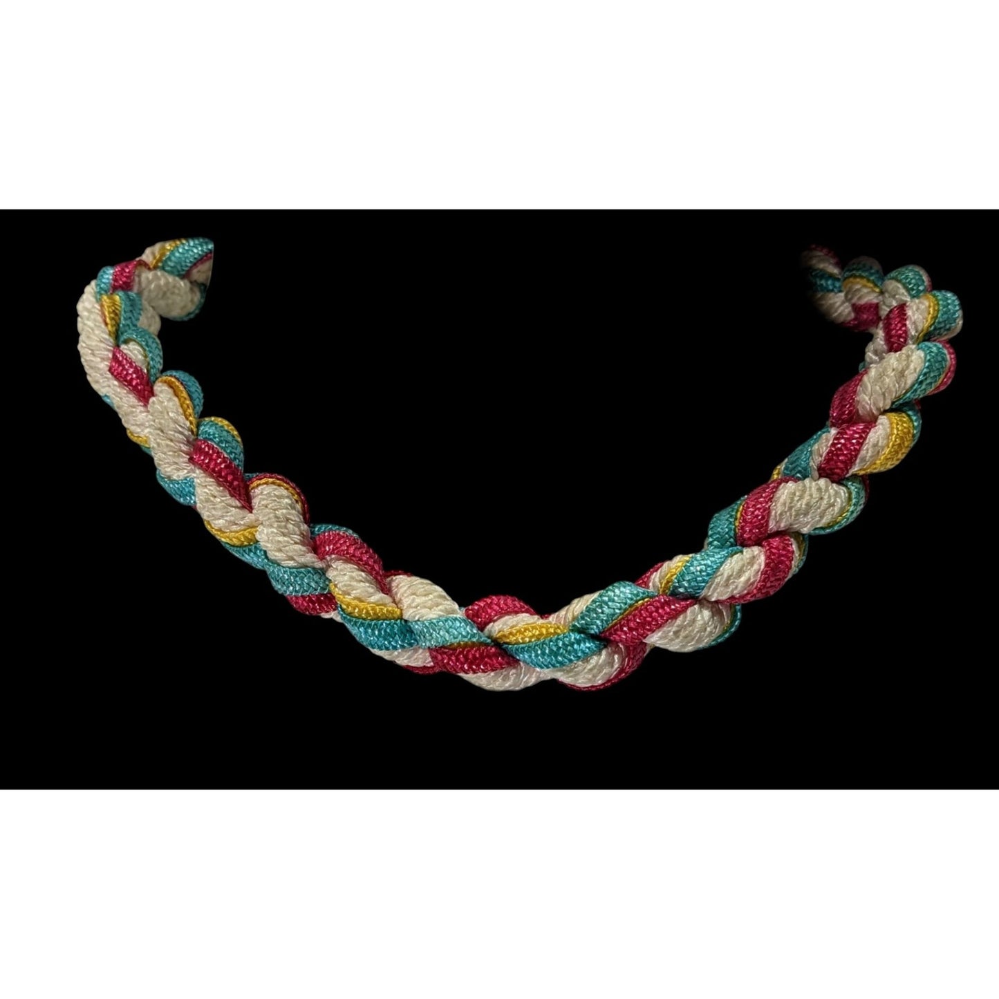 Rustic Nostalgic Braided Multicolor Rope Necklace With Gold-Tone Clasp