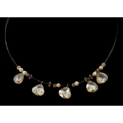 Neutral Glam Faceted Gemmed Beaded Necklace