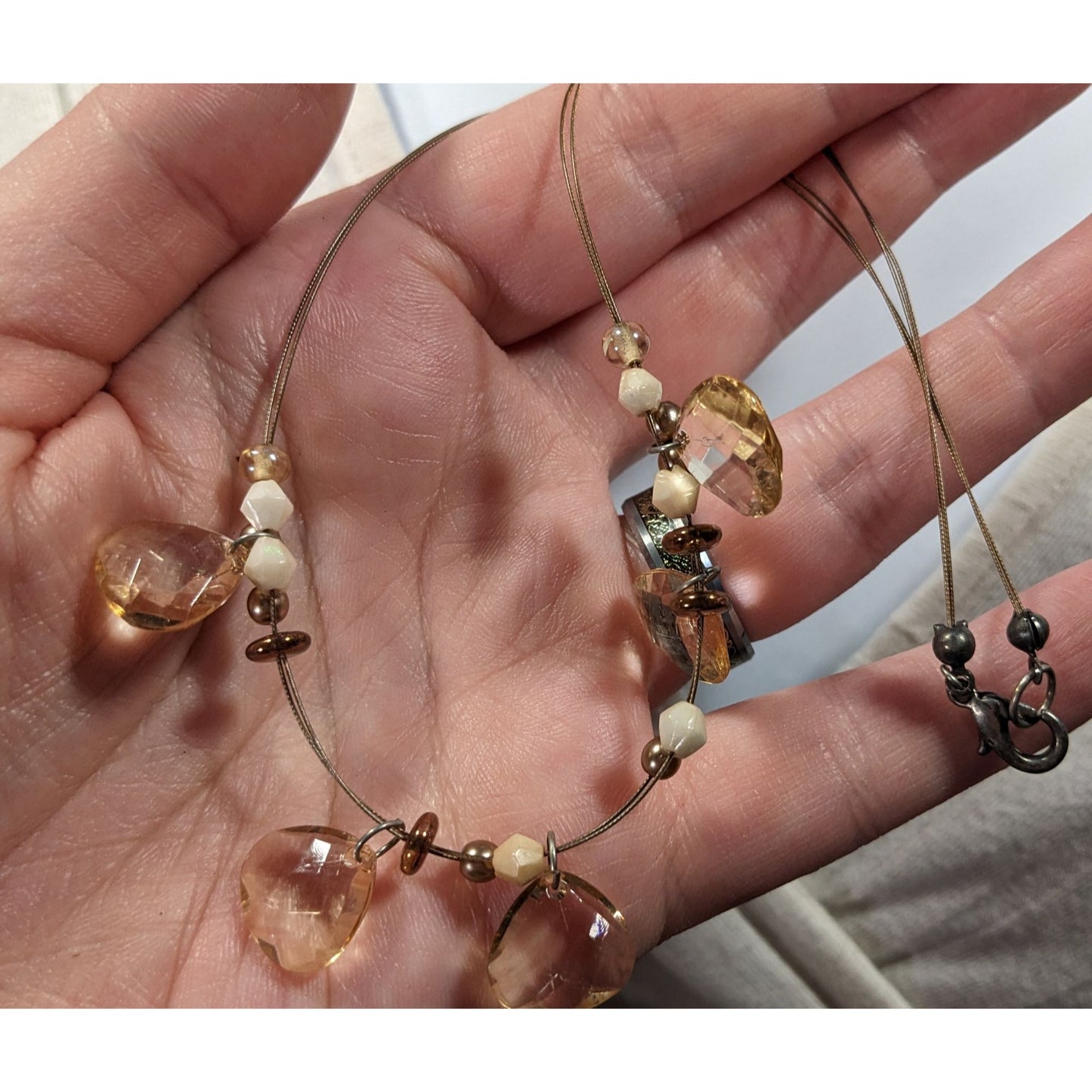 Neutral Glam Faceted Gemmed Beaded Necklace