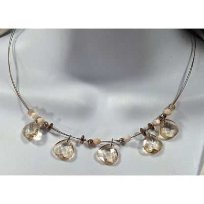 Neutral Glam Faceted Gemmed Beaded Necklace