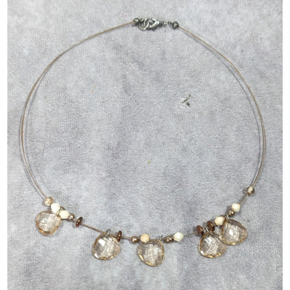 Neutral Glam Faceted Gemmed Beaded Necklace