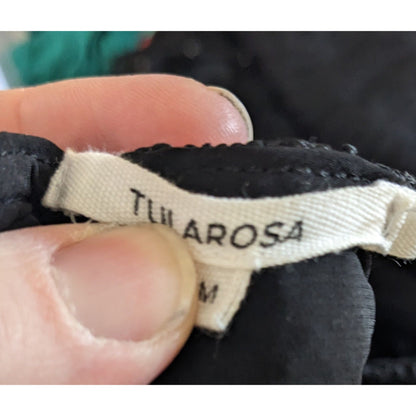 Tularosa Gothic Coal Black Lace Bell Sleeve Tie Front Dress Size Medium