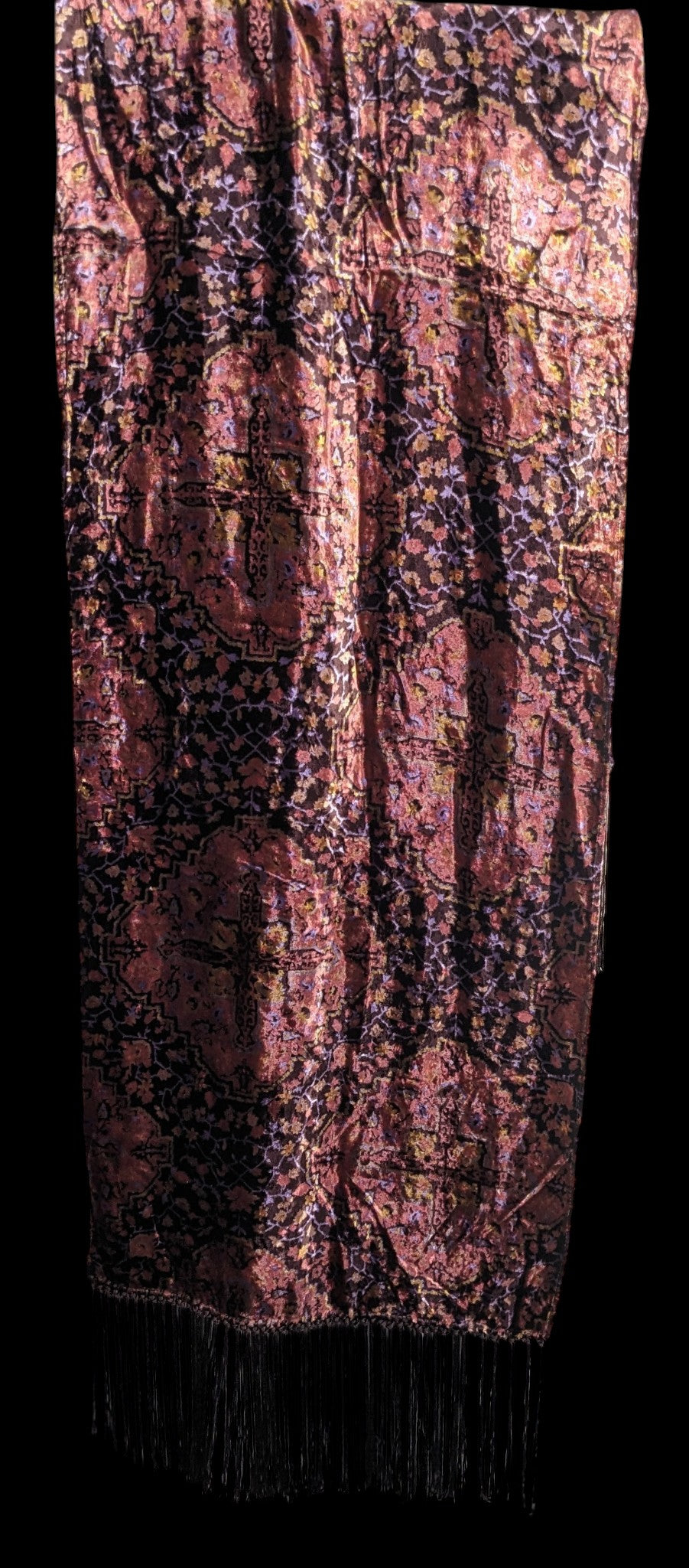 Vintage Renaissance-Inspired Dyed Velvet Shawl