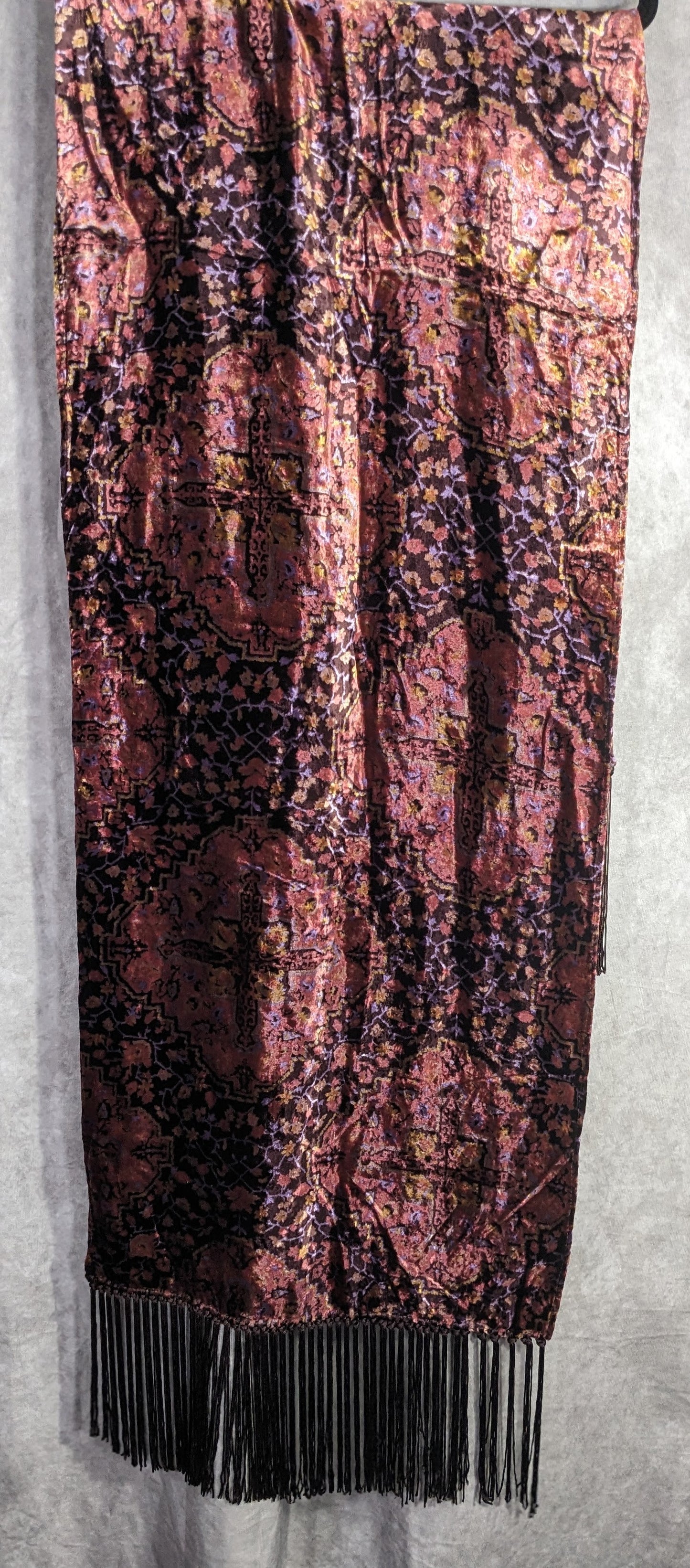 Vintage Renaissance-Inspired Dyed Velvet Shawl