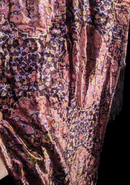 Vintage Renaissance-Inspired Dyed Velvet Shawl