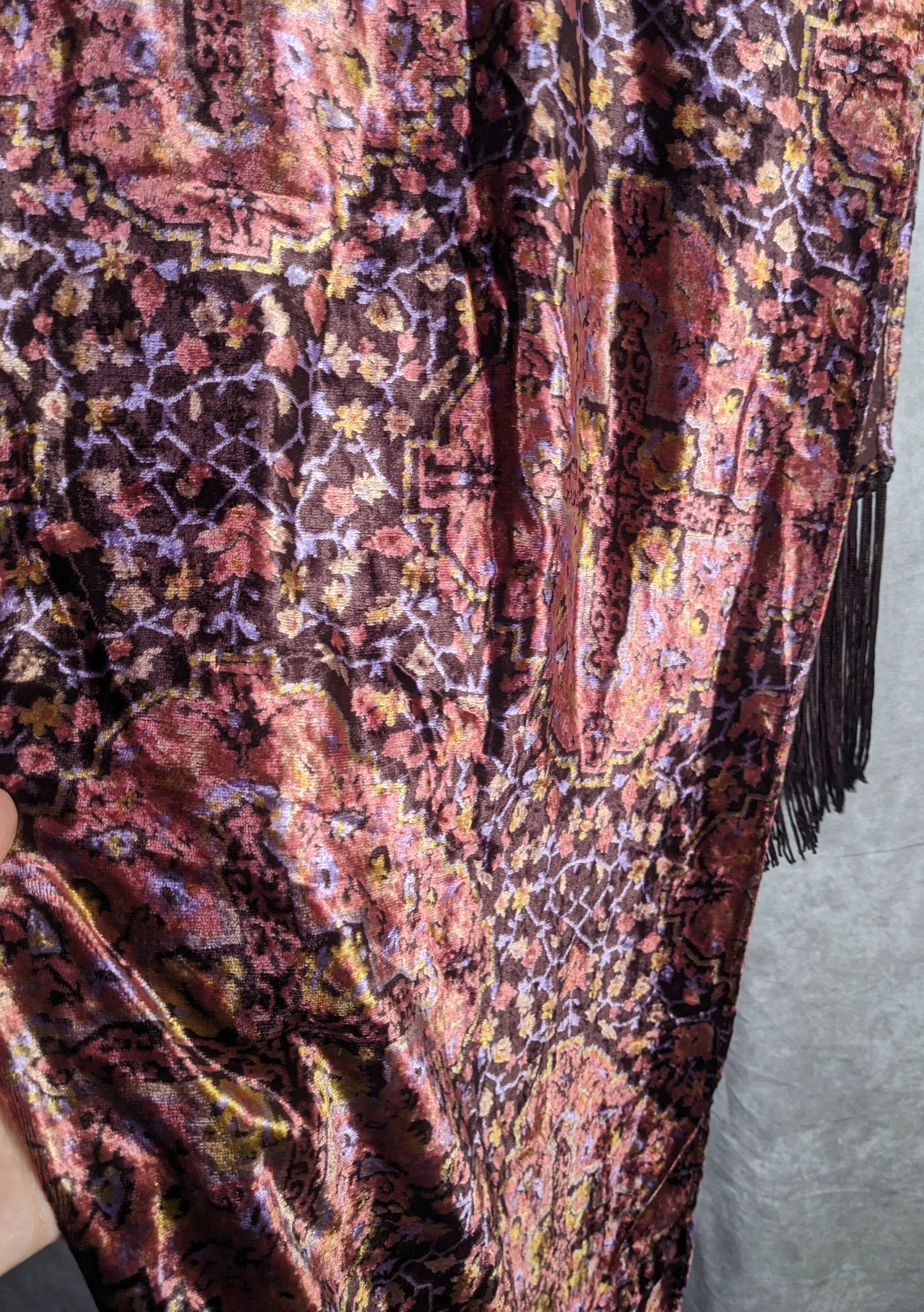 Vintage Renaissance-Inspired Dyed Velvet Shawl