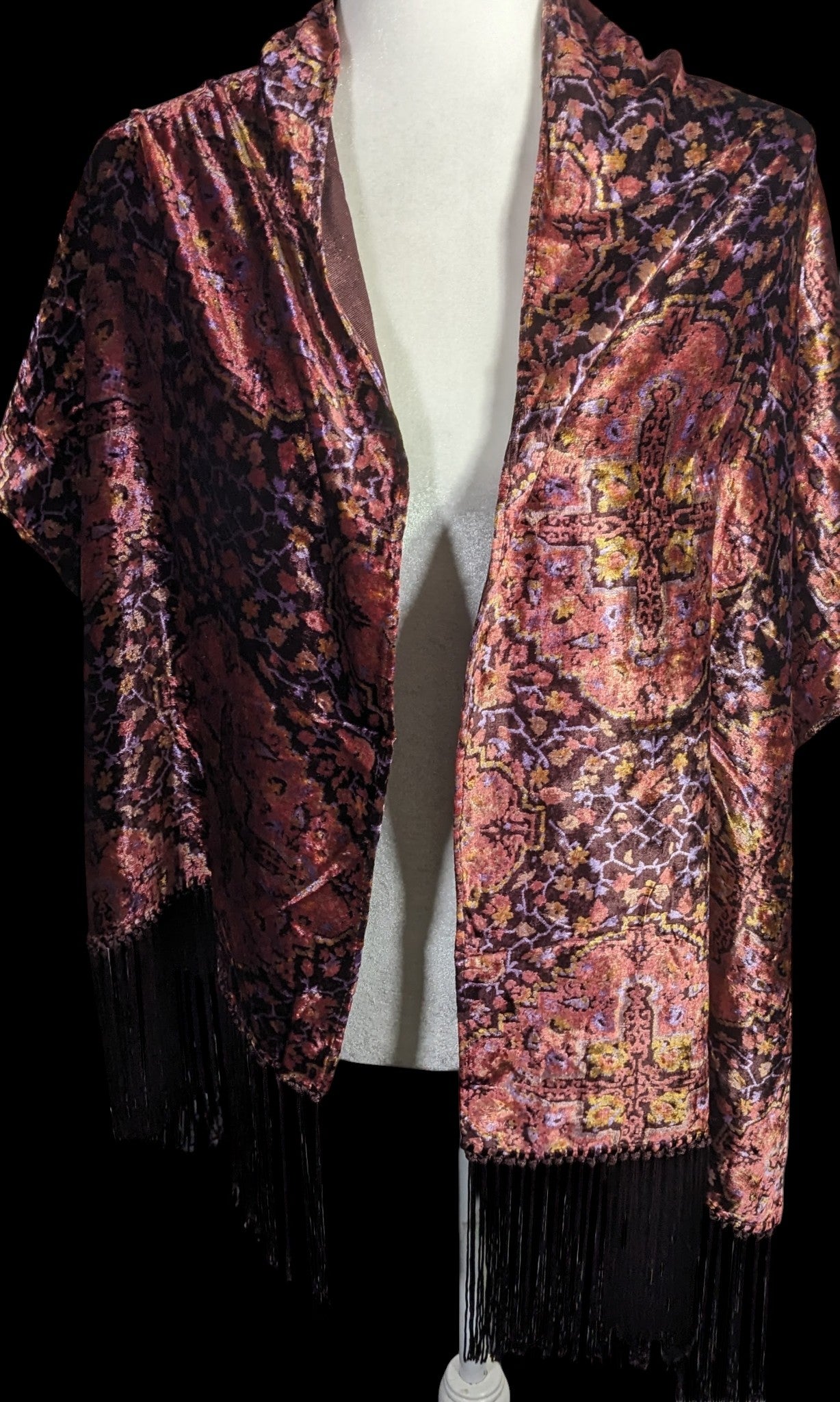 Vintage Renaissance-Inspired Dyed Velvet Shawl