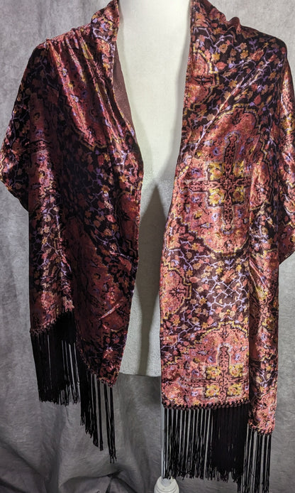 Vintage Renaissance-Inspired Dyed Velvet Shawl