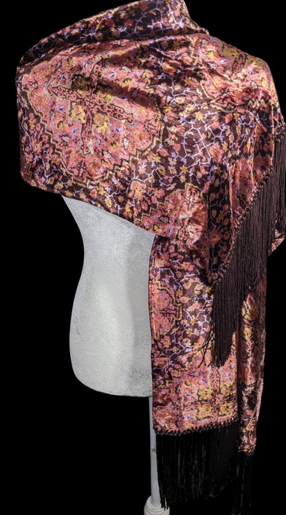 Vintage Renaissance-Inspired Dyed Velvet Shawl