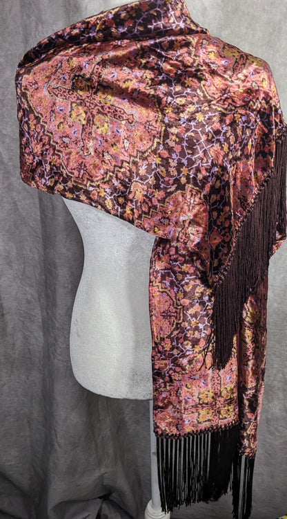 Vintage Renaissance-Inspired Dyed Velvet Shawl