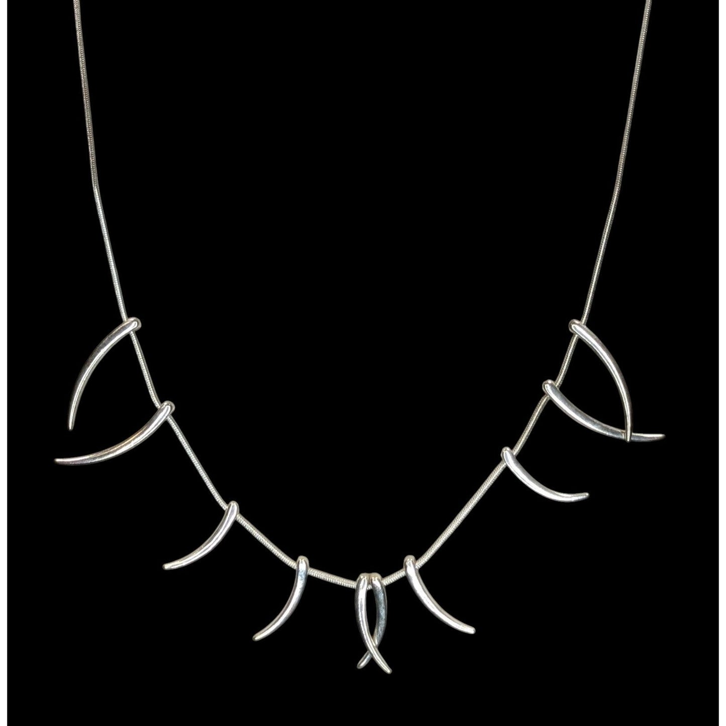 Tribal Spike Charm Necklace Silver Minimalist Statement Jewelry