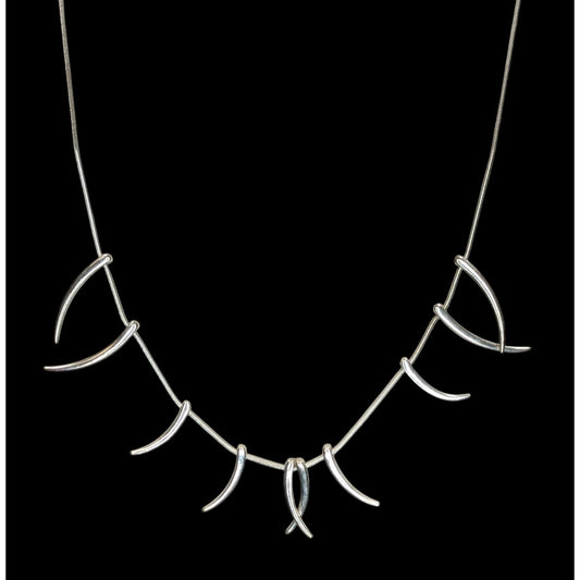 Tribal Spike Charm Necklace Silver Minimalist Statement Jewelry