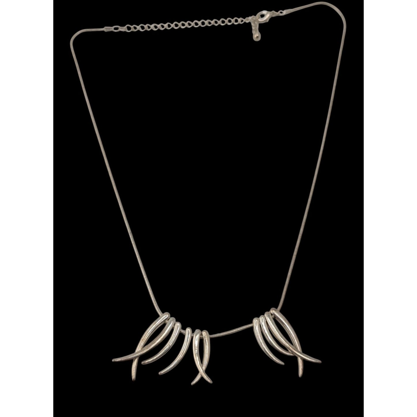 Tribal Spike Charm Necklace Silver Minimalist Statement Jewelry